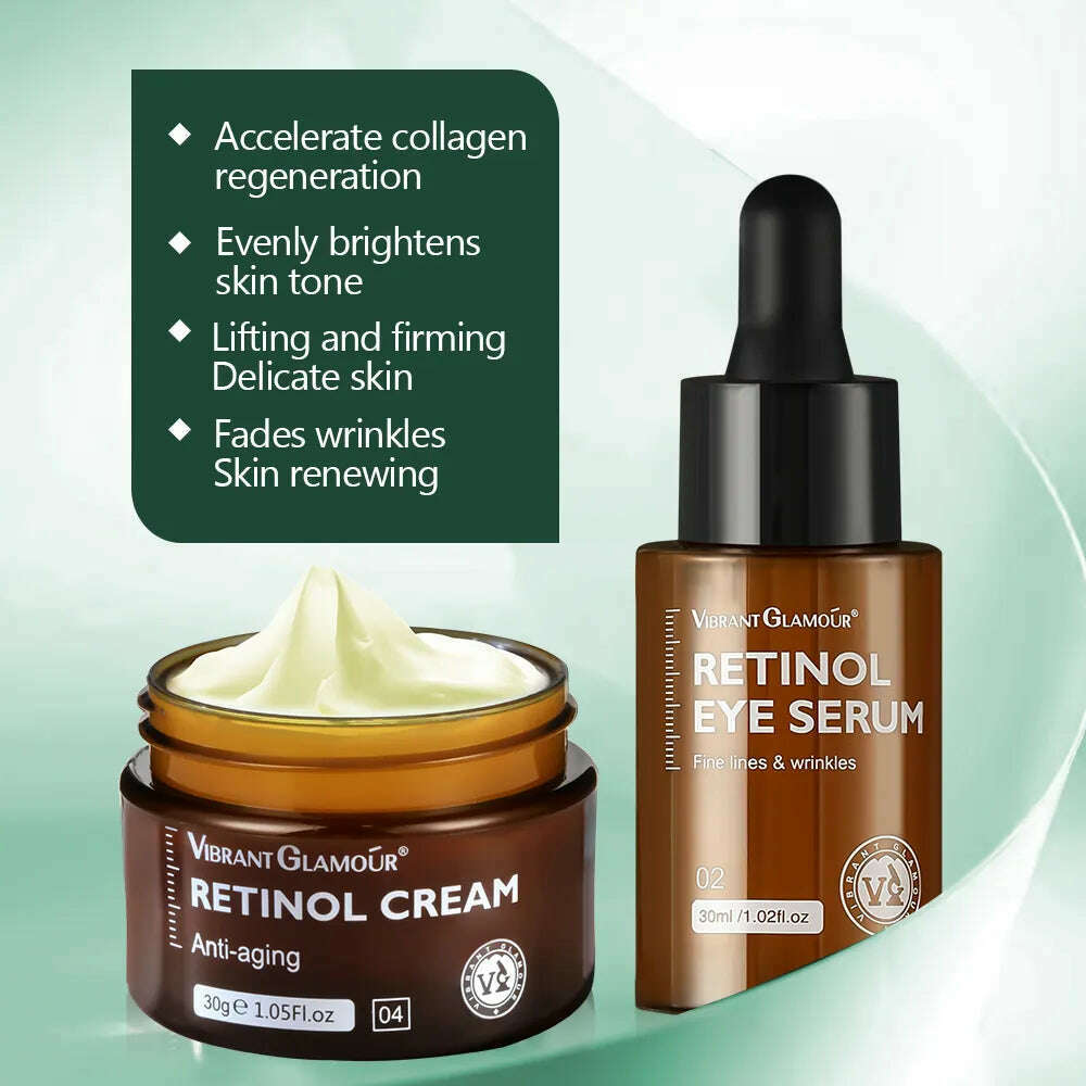 KIMLUD, VIBRANT GLAMOUR Retinol Face Eye Cream Serum Firming Lifting Anti-Aging Reduce Wrinkle Fine Lines Facial Skin Care  4PCS/Set, KIMLUD Womens Clothes