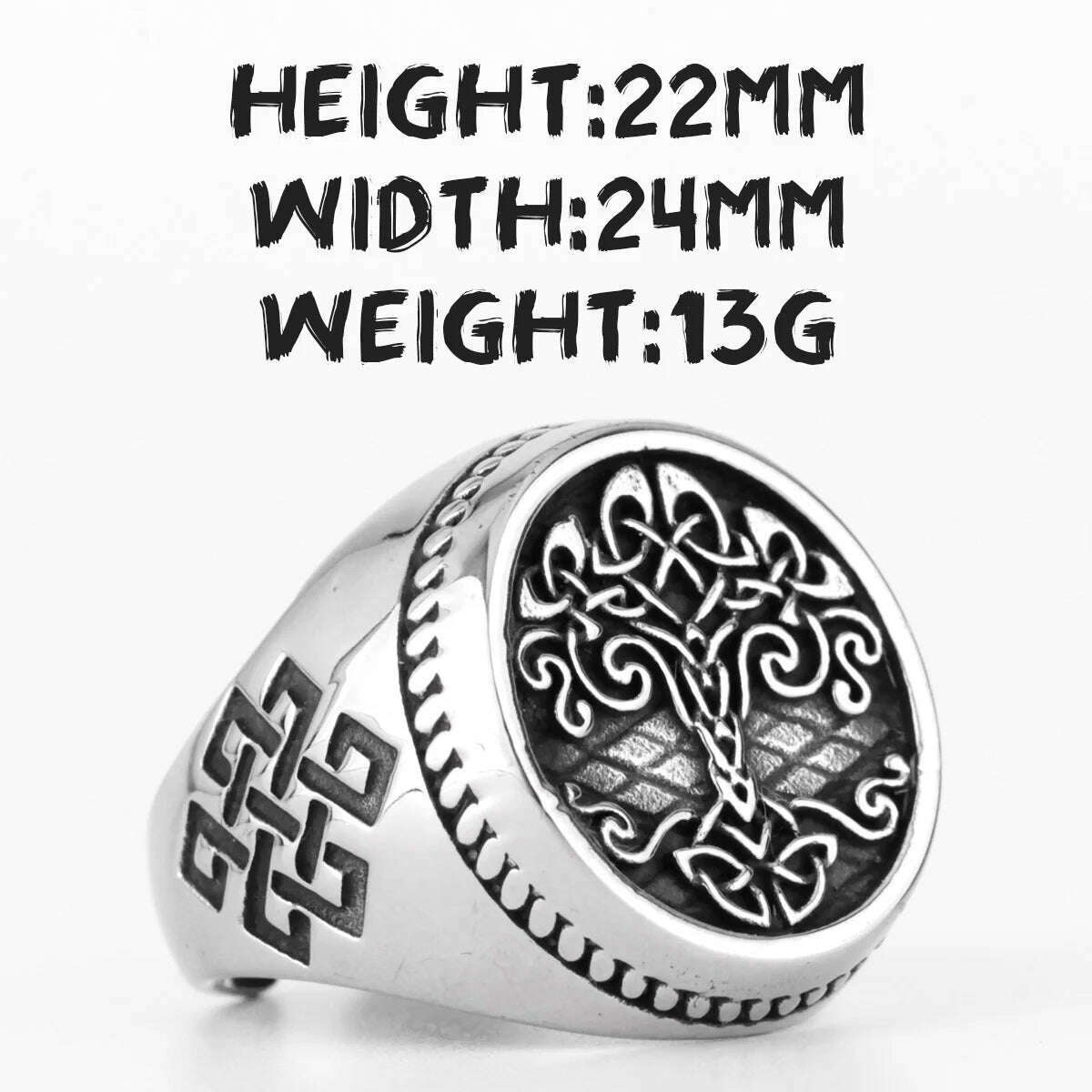 KIMLUD, Viking Tree of Life Celtic Knot Stainless Steel Mens Rings Unique For Male Boyfriend Biker Jewelry Creativity Gift Wholesale, KIMLUD Womens Clothes