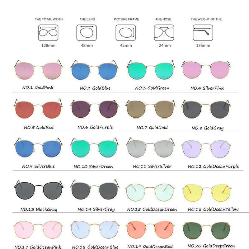 Vintage Alloy Women Sunglasses Luxury Brand Designer Classic Small Frame Driving Mirror Eyewear Oculos De Sol Masculino - KIMLUD
