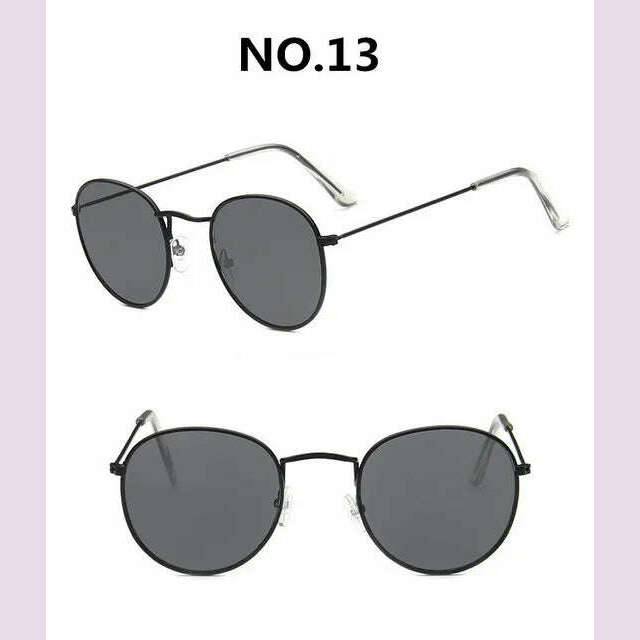 Vintage Alloy Women Sunglasses Luxury Brand Designer Classic Small Frame Driving Mirror Eyewear Oculos De Sol Masculino - KIMLUD