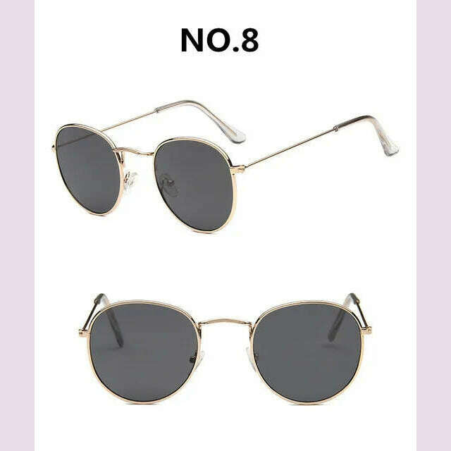 Vintage Alloy Women Sunglasses Luxury Brand Designer Classic Small Frame Driving Mirror Eyewear Oculos De Sol Masculino - KIMLUD