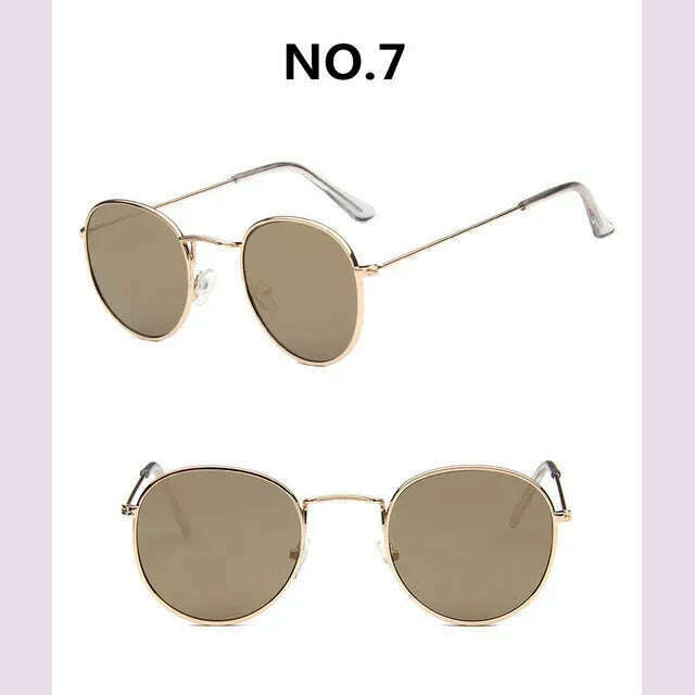 Vintage Alloy Women Sunglasses Luxury Brand Designer Classic Small Frame Driving Mirror Eyewear Oculos De Sol Masculino - KIMLUD