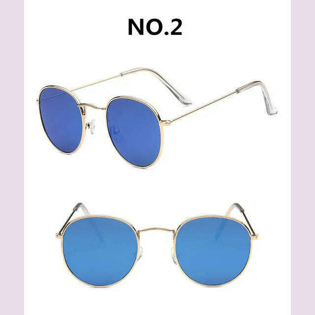 Vintage Alloy Women Sunglasses Luxury Brand Designer Classic Small Frame Driving Mirror Eyewear Oculos De Sol Masculino - KIMLUD