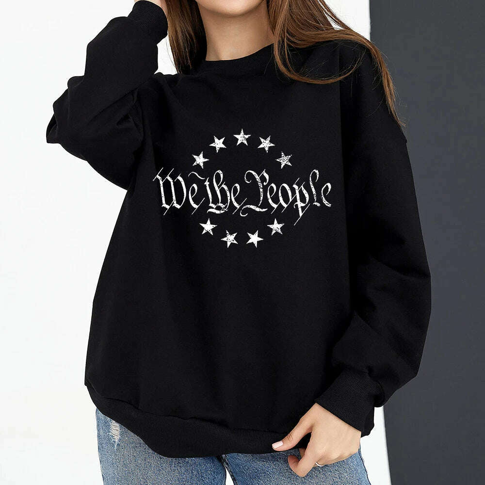 Vintage American Flag I Identify As A Pissed Off American Women Sweatshirt Fashion Long Sleeve O-neck Pullover Tops hoodies - KIMLUD