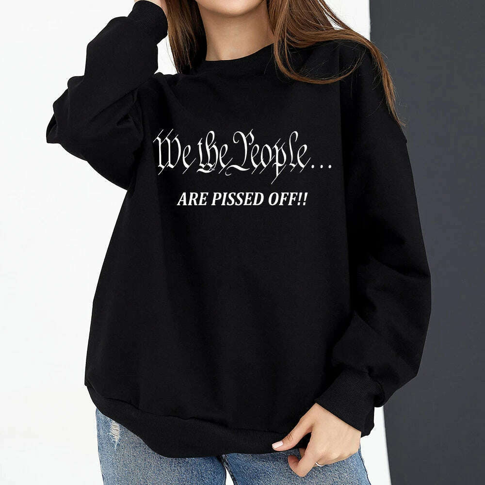 Vintage American Flag I Identify As A Pissed Off American Women Sweatshirt Fashion Long Sleeve O-neck Pullover Tops hoodies - KIMLUD