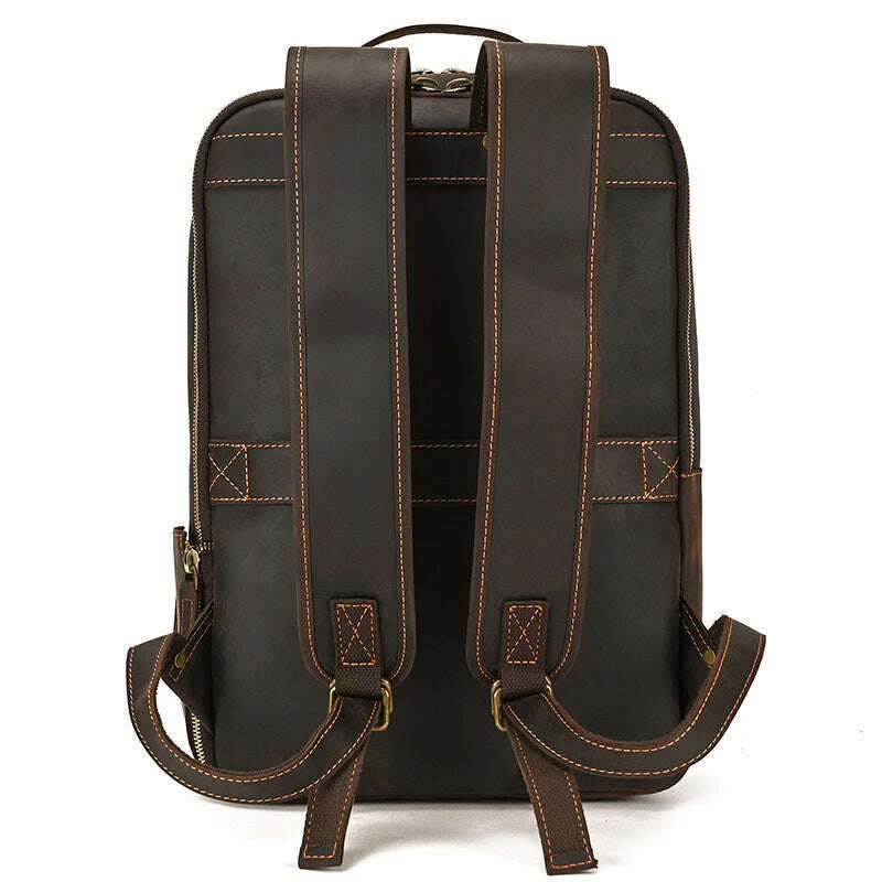 KIMLUD, Vintage Backpack Genuine Leather Men's travel bagapck 16 inch laptop bagpack travel bag with belt on luggage school bag, KIMLUD Women's Clothes
