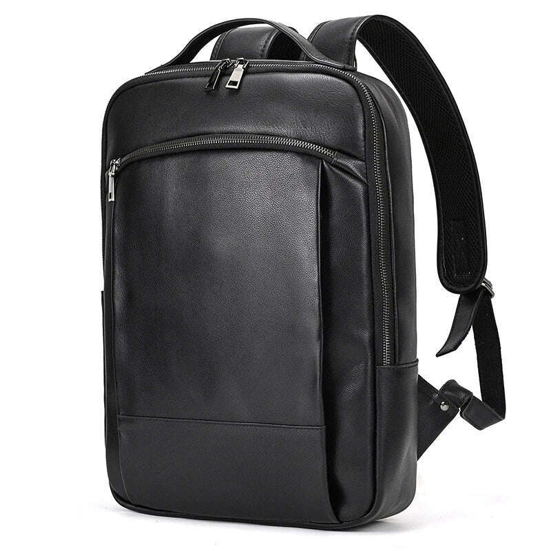 KIMLUD, Vintage Backpack Genuine Leather Men's travel bagapck 16 inch laptop bagpack travel bag with belt on luggage school bag, Single Layer Black / CHINA, KIMLUD Women's Clothes