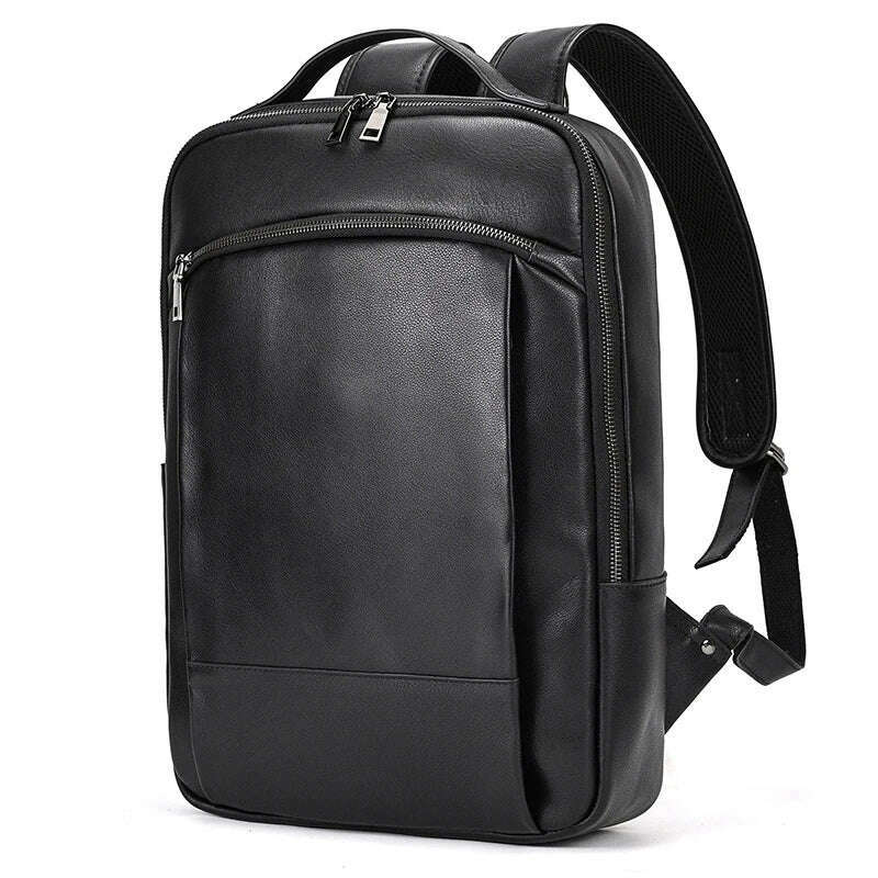 Vintage Backpack Genuine Leather Men's travel bagapck 16 inch laptop bagpack travel bag with belt on luggage school bag - KIMLUD