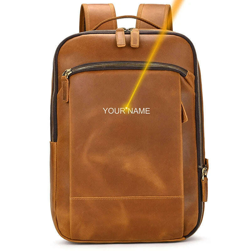 KIMLUD, Vintage Backpack Genuine Leather Men's travel bagapck 16 inch laptop bagpack travel bag with belt on luggage school bag, Double Light Laser / CHINA, KIMLUD Women's Clothes