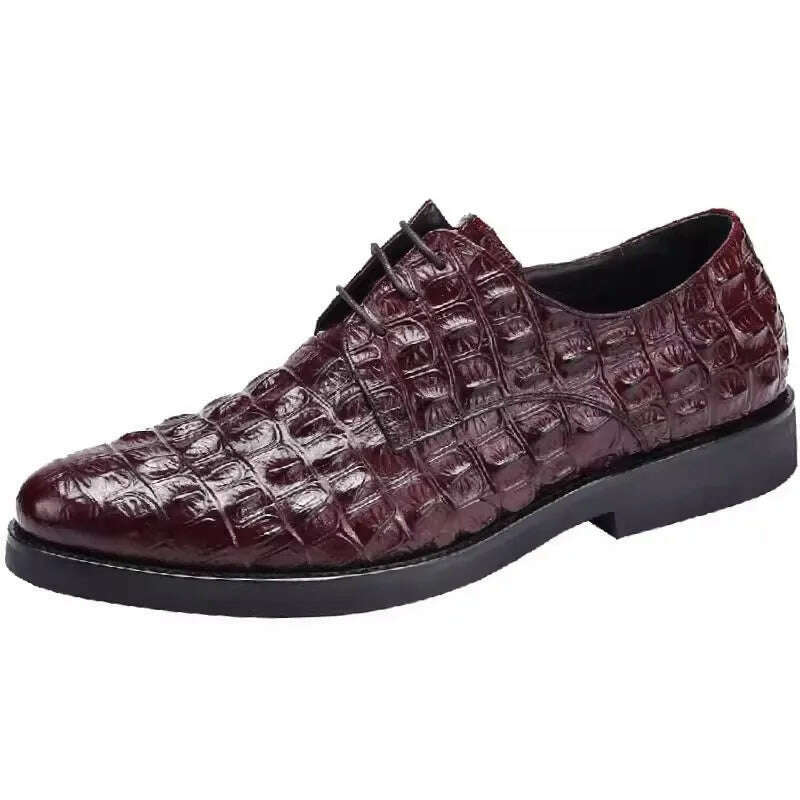 KIMLUD, Vintage Business Oxfords for Men Crocodile Print Pointed Toe Lace-Up Leisure Flats Soft Bottom Male Footwear Leather Shoes, KIMLUD Womens Clothes