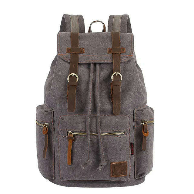 KIMLUD, vintage canvas Backpacks Men And Women Bags Travel Students Casual For Hiking Travel Camping Backpack Mochila Masculina, gray, KIMLUD Womens Clothes