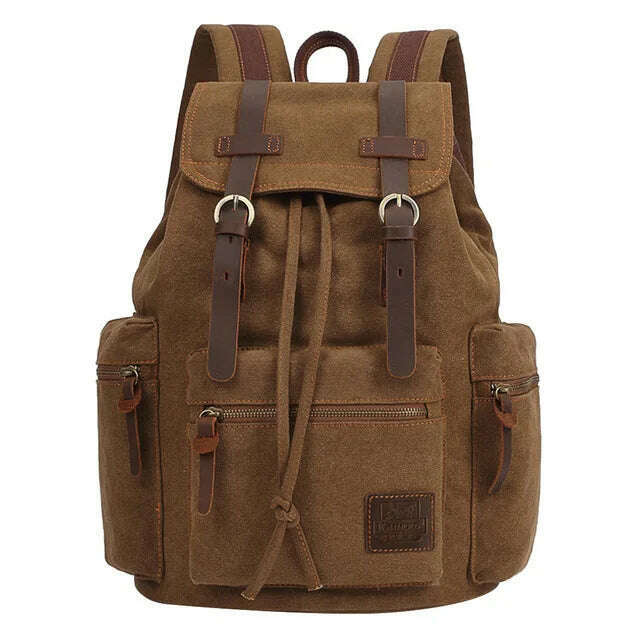 KIMLUD, vintage canvas Backpacks Men And Women Bags Travel Students Casual For Hiking Travel Camping Backpack Mochila Masculina, khaki, KIMLUD Womens Clothes