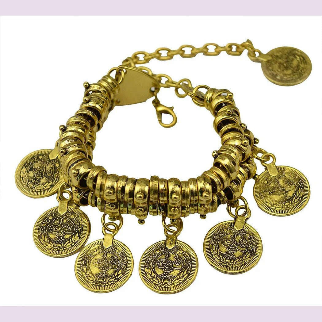 Vintage Coin Chain Tassel Bracelet for Women Bohemian Gypsy Ethnic Tribal Anklet Afghan Turkish Pakistan Indian Festival Jewelry - KIMLUD