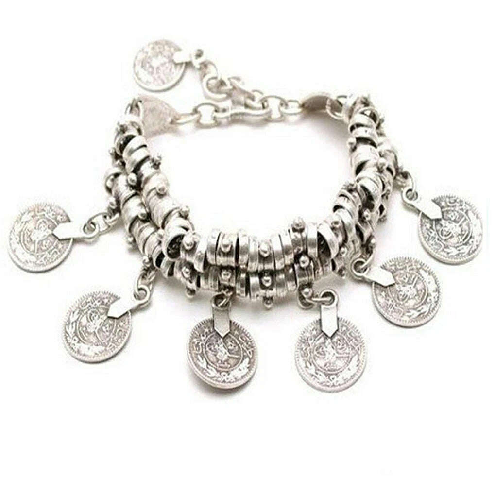 Vintage Coin Chain Tassel Bracelet for Women Bohemian Gypsy Ethnic Tribal Anklet Afghan Turkish Pakistan Indian Festival Jewelry - KIMLUD