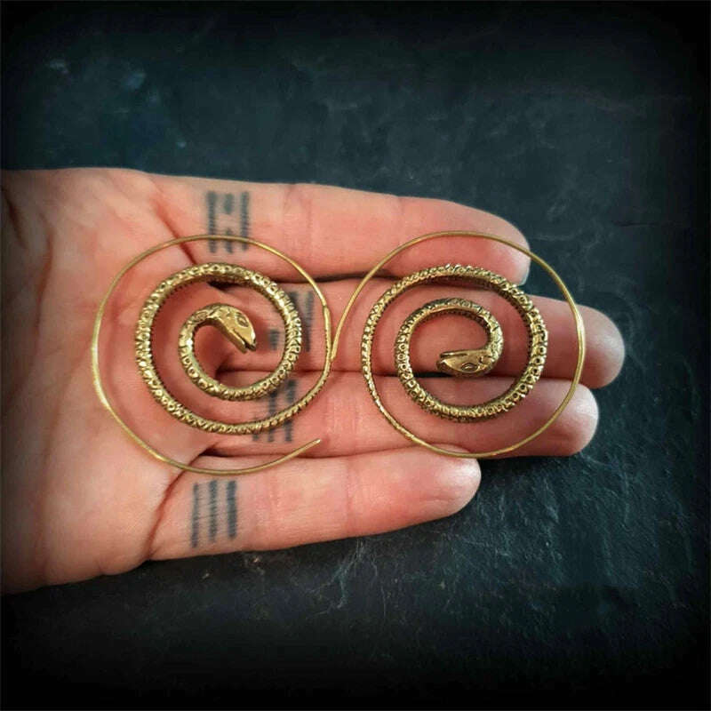 Vintage Egyptian Inspired Designs Sacred Wings Scarab Large Hoops Earrings Gypsy Tribal Women Gold Color Earrings Party Gift - KIMLUD
