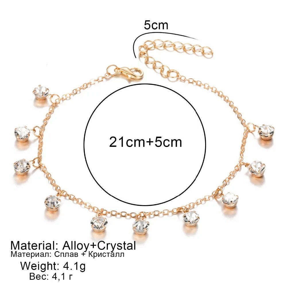 Vintage Fashion Pendant Crystal Anklet For Women Link Chin Bohemian Gold ColorSilver Color Shoe Boot Chain Bracelet Foot Jewelry - KIMLUD