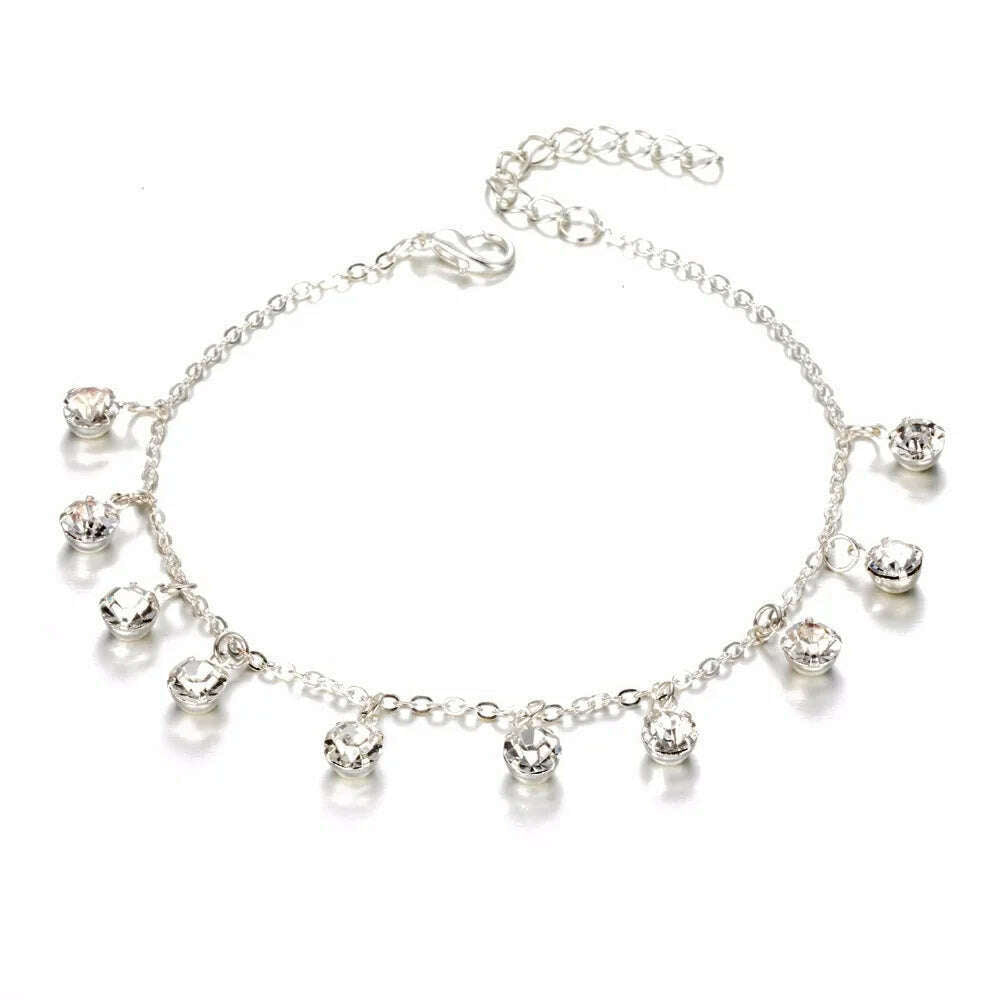 Vintage Fashion Pendant Crystal Anklet For Women Link Chin Bohemian Gold ColorSilver Color Shoe Boot Chain Bracelet Foot Jewelry - KIMLUD