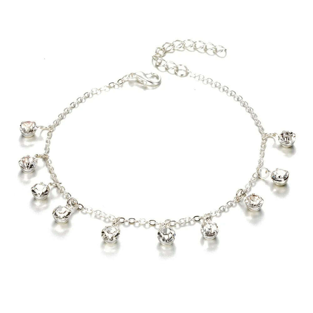Vintage Fashion Pendant Crystal Anklet For Women Link Chin Bohemian Gold ColorSilver Color Shoe Boot Chain Bracelet Foot Jewelry - KIMLUD