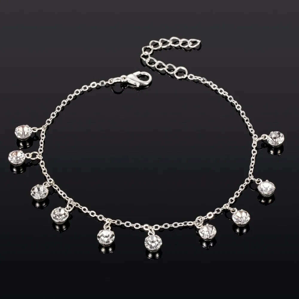 Vintage Fashion Pendant Crystal Anklet For Women Link Chin Bohemian Gold ColorSilver Color Shoe Boot Chain Bracelet Foot Jewelry - KIMLUD