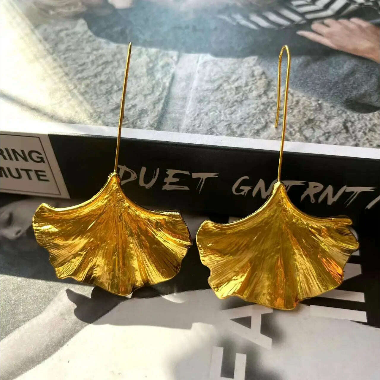 KIMLUD, Vintage Gold Color Ginkgo Leaf Earrings for Woman Party Casual Jewelry, c, KIMLUD Womens Clothes