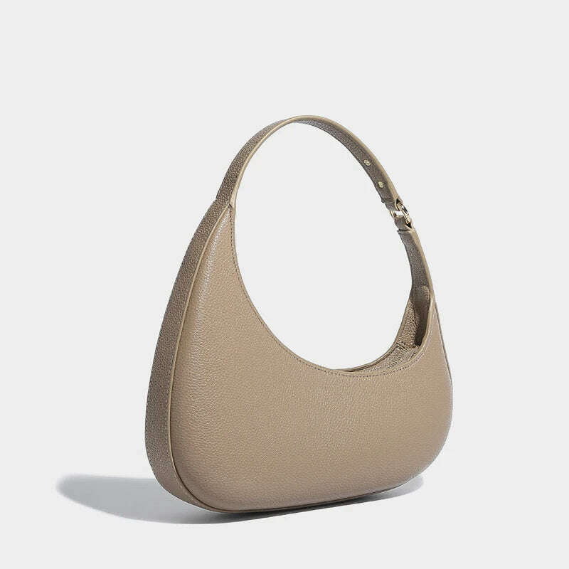KIMLUD, Vintage Half Moon Bags For Women Luxury Designer Handbags And Purses 2024 New In PU Lychee texture Rivet Small Underarm Shoulder, grey / (20cm<Max Length<30cm), KIMLUD APPAREL - Womens Clothes