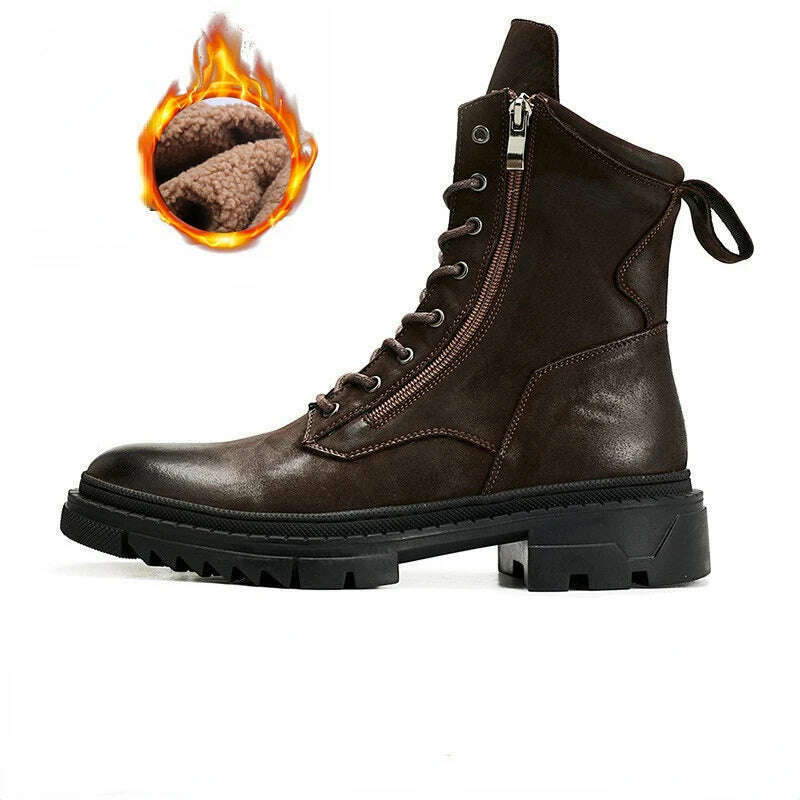 KIMLUD, Vintage Italian Men's Boots Luxury Genuine Leather 2023 Winter Designer Fashion Warm Business Shoes Ankle Suede Social Boots Man, A with fur / 38, KIMLUD APPAREL - Womens Clothes
