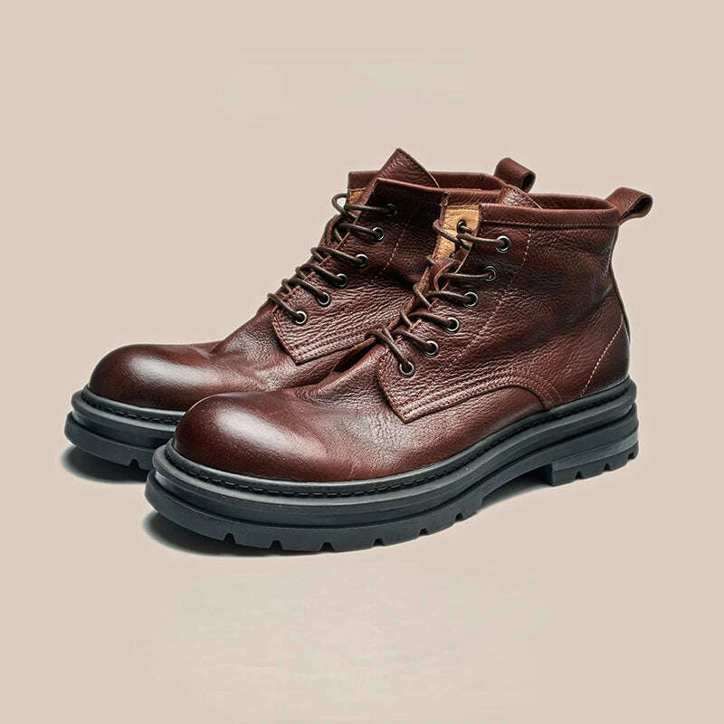 KIMLUD, Vintage Men&#39;s Genuine Leather Boots Luxury Brand Handmade 2023 Winter New Retro Designer Ankle Black Wedding Social Shoes Boots, KIMLUD Womens Clothes