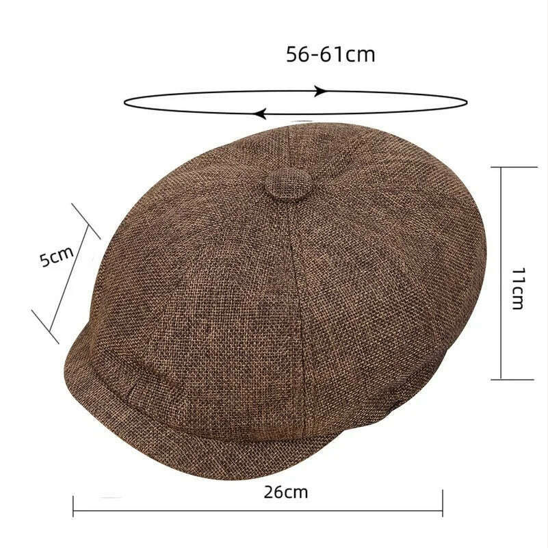 KIMLUD, Vintage Newsboy Caps Men Women Berets Hat Classic Plaid Stripe Beret Winter Cotton Flat Cap British Painter Hats Herringbone Hat, KIMLUD Womens Clothes