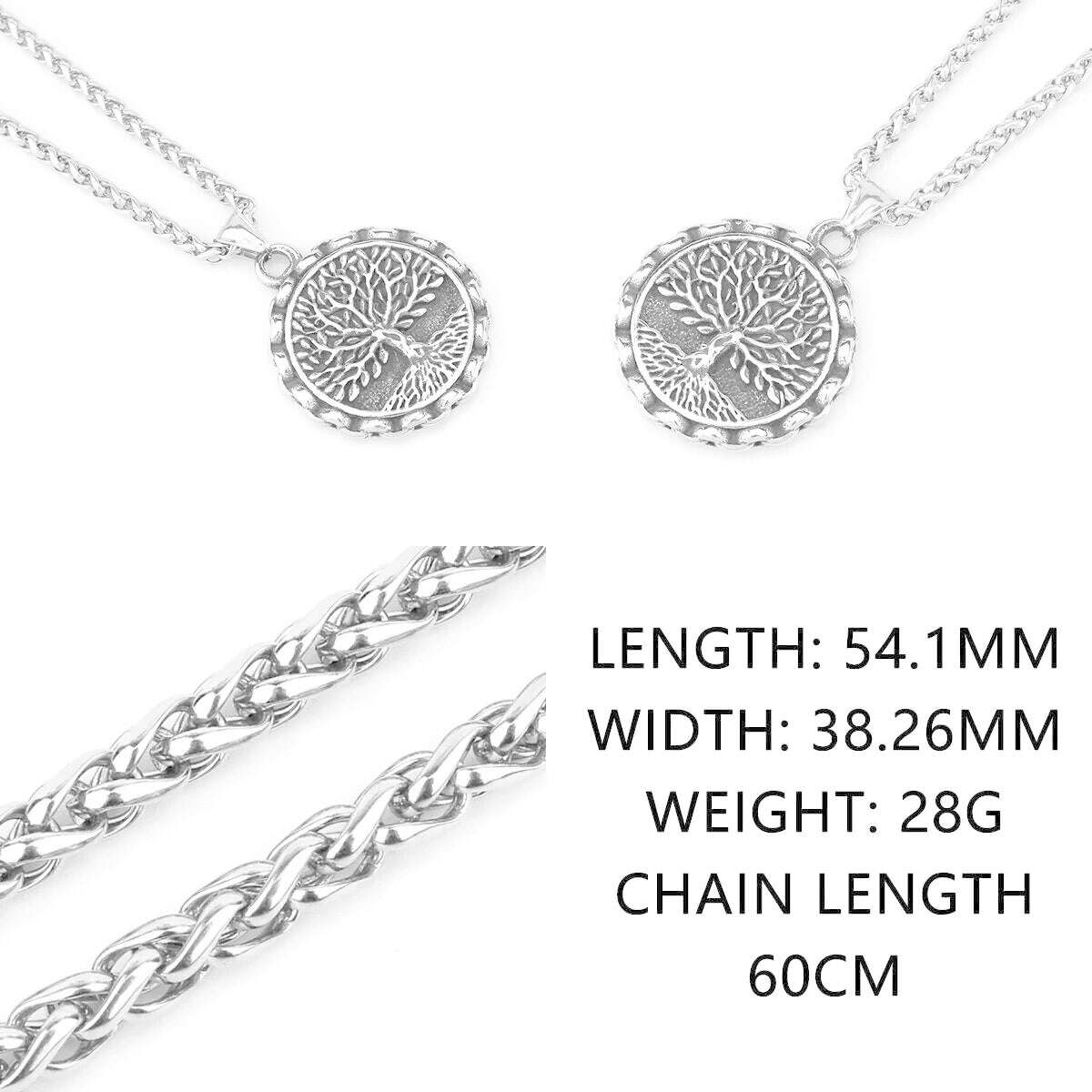 KIMLUD, Vintage Nordic Viking Yggdrasil Tree of Life Necklace Men&#39;s Hip Hop Biker Celtic Knot Amulet Pendant Necklace Vikings Jewelry, KIMLUD Womens Clothes