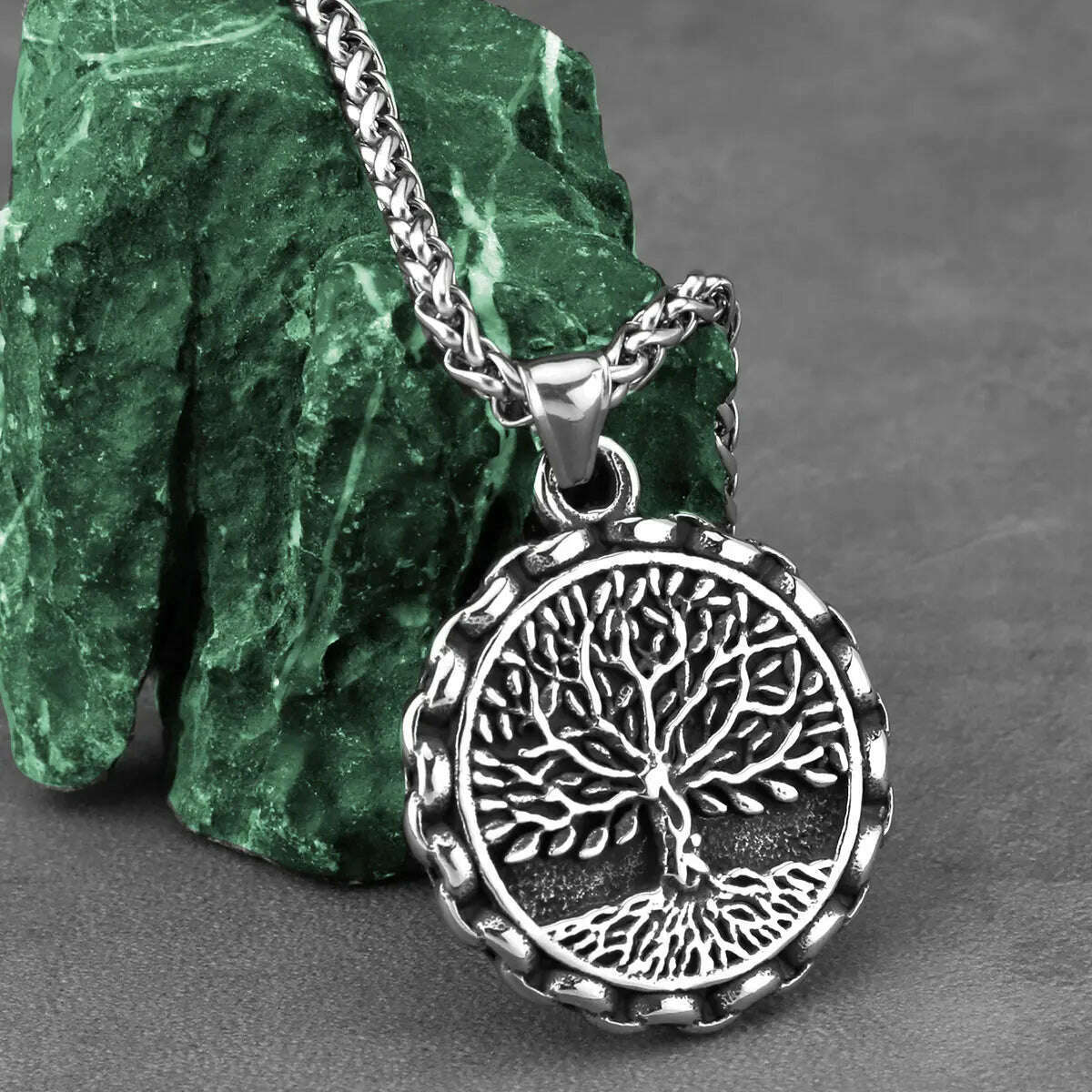 KIMLUD, Vintage Nordic Viking Yggdrasil Tree of Life Necklace Men&#39;s Hip Hop Biker Celtic Knot Amulet Pendant Necklace Vikings Jewelry, KIMLUD Womens Clothes