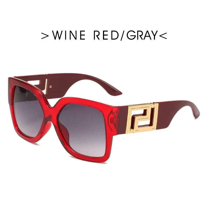 Vintage Oversize Sunglasses Men Women 2024 Luxury Brand Design Fashion UV400 Eyewear Trendy Square Gradient Shades Sun Glasses - KIMLUD