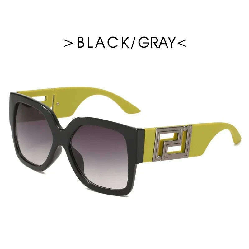 Vintage Oversize Sunglasses Men Women 2024 Luxury Brand Design Fashion UV400 Eyewear Trendy Square Gradient Shades Sun Glasses - KIMLUD