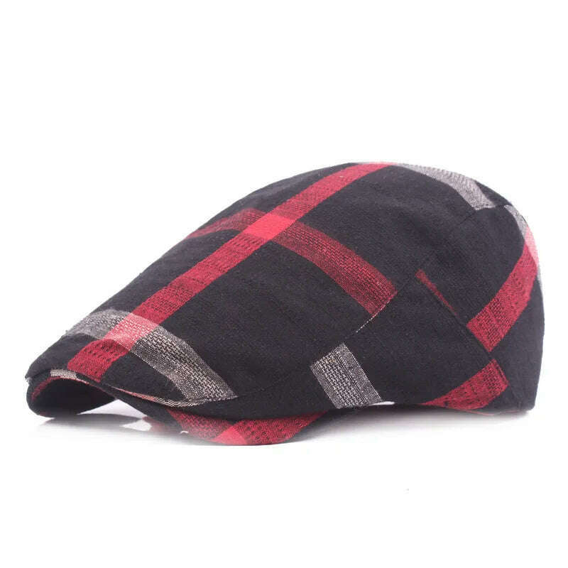 KIMLUD, Vintage Plaid Beret Caps British Men Women Adjustable Outdoor Riding Caps Cotton Hats Berets Top Hat Winter Autumn Windproof, 03, KIMLUD Womens Clothes