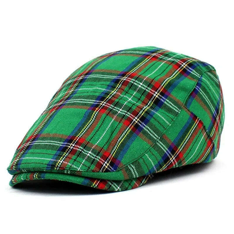 KIMLUD, Vintage Plaid Beret Caps British Men Women Adjustable Outdoor Riding Caps Cotton Hats Berets Top Hat Winter Autumn Windproof, 08, KIMLUD Womens Clothes
