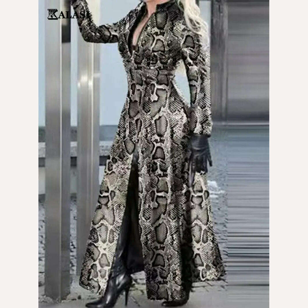 KIMLUD, Vintage Pu Jacket  Winter  Women's Faux Leather Coat Women Fashion Snake Leopard Print Zipper Retro Coat Female, Snake / S, KIMLUD APPAREL - Womens Clothes