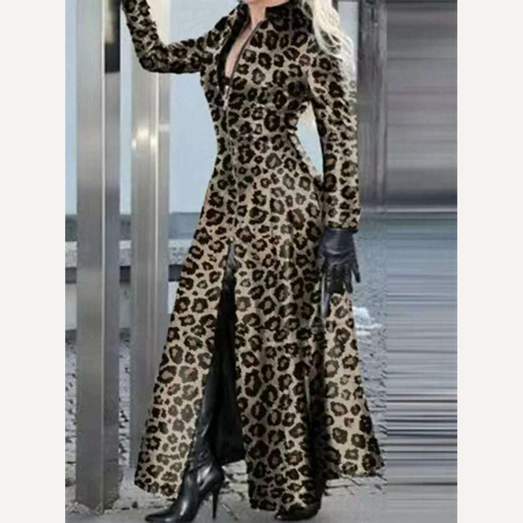 KIMLUD, Vintage Pu Jacket  Winter  Women's Faux Leather Coat Women Fashion Snake Leopard Print Zipper Retro Coat Female, Leopard / S, KIMLUD APPAREL - Womens Clothes