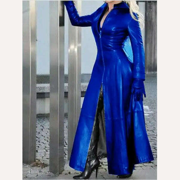 KIMLUD, Vintage Pu Jacket  Winter  Women's Faux Leather Coat Women Fashion Snake Leopard Print Zipper Retro Coat Female, royal blue / S, KIMLUD APPAREL - Womens Clothes