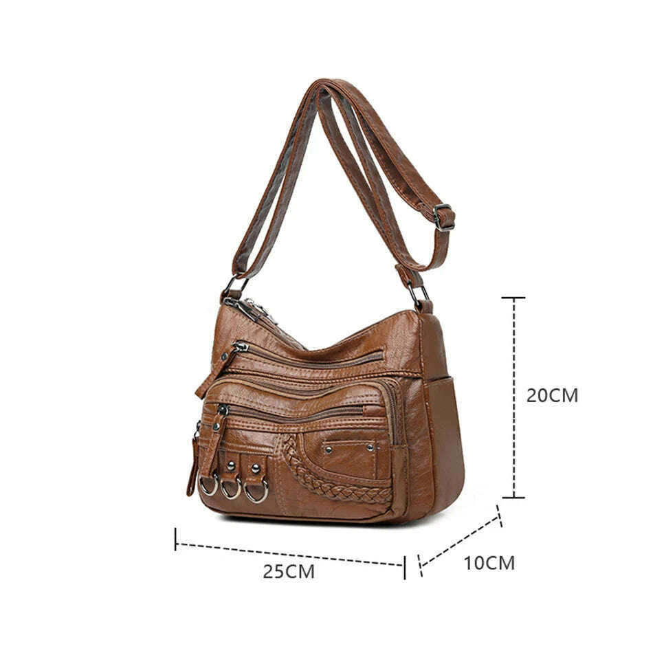 KIMLUD, Vintage Pu Leather Luxury Purses and Handbags 2023 High Quality Women's Bag Design Multi-pocket Ladies Crossbody Shoulder Bags, KIMLUD Womens Clothes