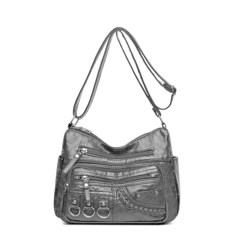 KIMLUD, Vintage Pu Leather Luxury Purses and Handbags 2023 High Quality Women's Bag Design Multi-pocket Ladies Crossbody Shoulder Bags, Black, KIMLUD Womens Clothes