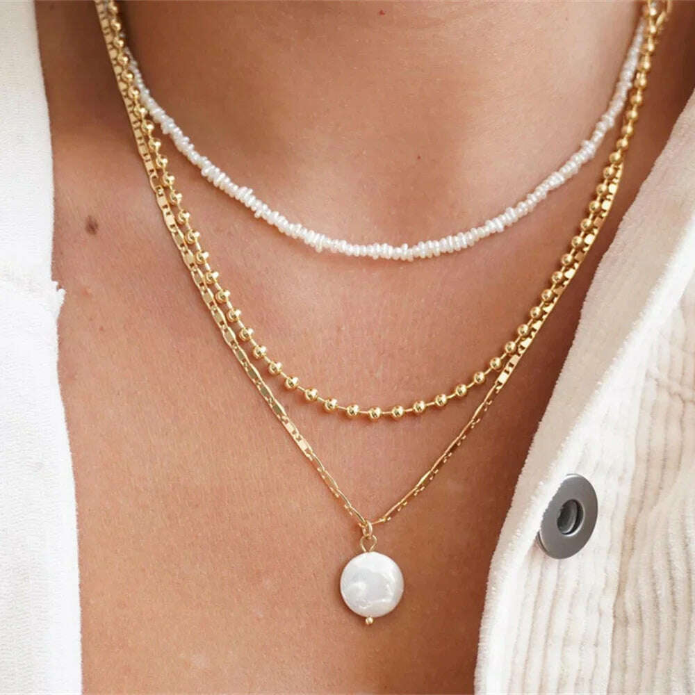 Vintage Punk Gold-plate Thick Chain Head Portrait Coin Pendant Necklace For Women Fashion Multilevel Geometric Hip Hop Jewelry - KIMLUD