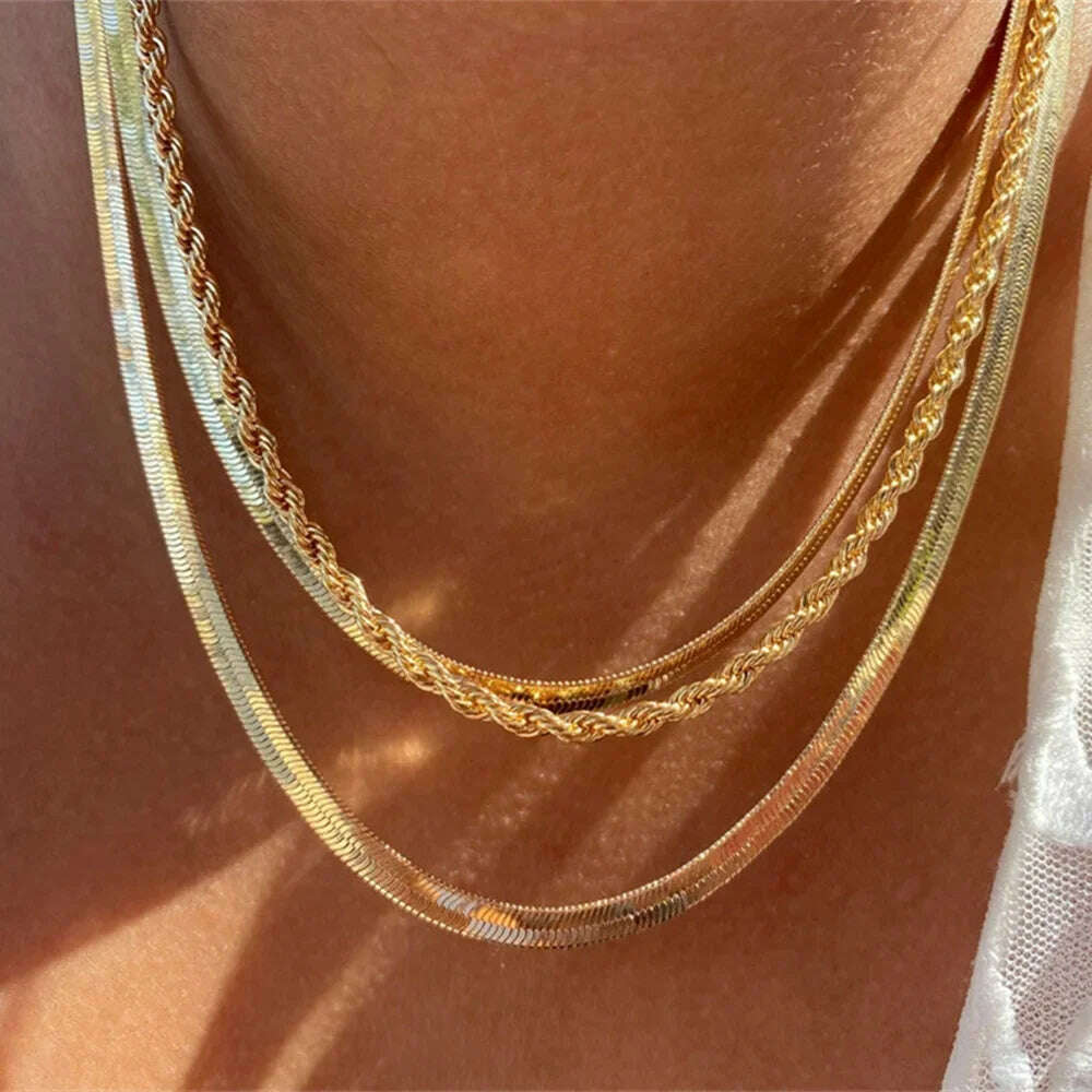 Vintage Punk Gold-plate Thick Chain Head Portrait Coin Pendant Necklace For Women Fashion Multilevel Geometric Hip Hop Jewelry - KIMLUD