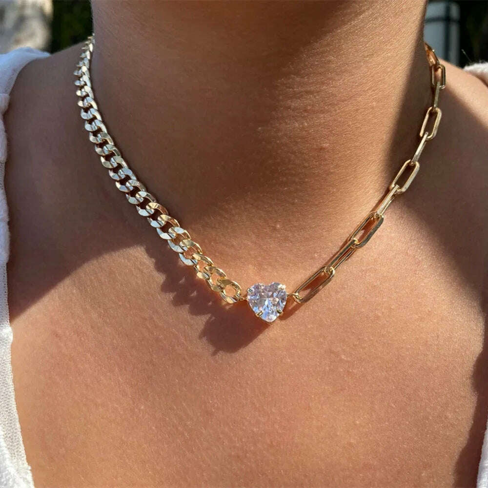 Vintage Punk Gold-plate Thick Chain Head Portrait Coin Pendant Necklace For Women Fashion Multilevel Geometric Hip Hop Jewelry - KIMLUD