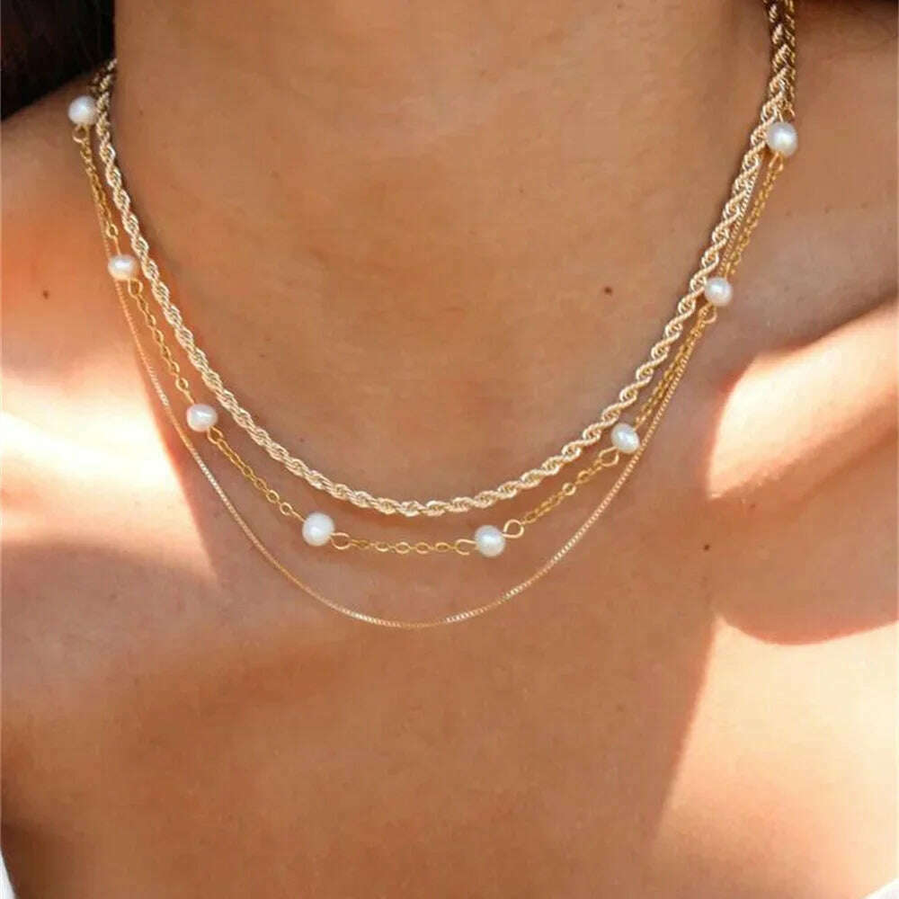 Vintage Punk Gold-plate Thick Chain Head Portrait Coin Pendant Necklace For Women Fashion Multilevel Geometric Hip Hop Jewelry - KIMLUD