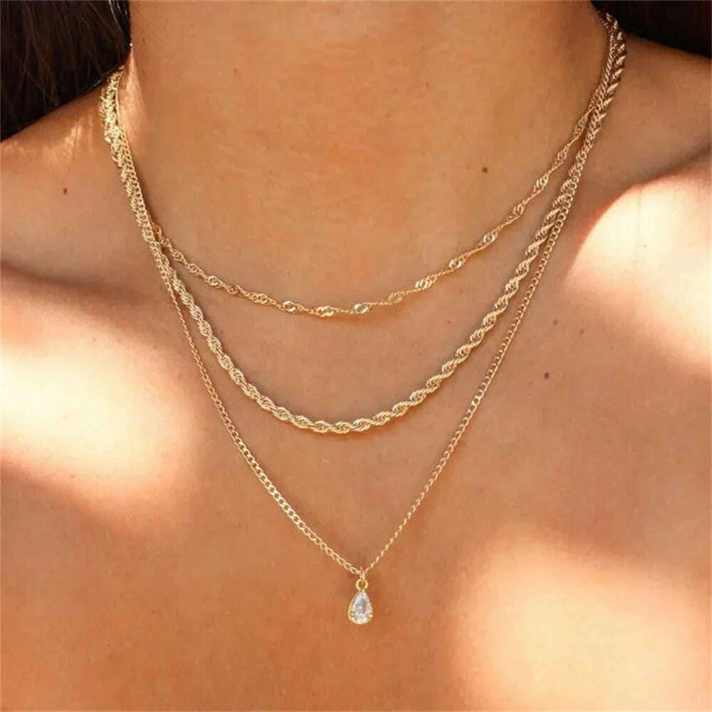 Vintage Punk Gold-plate Thick Chain Head Portrait Coin Pendant Necklace For Women Fashion Multilevel Geometric Hip Hop Jewelry - KIMLUD