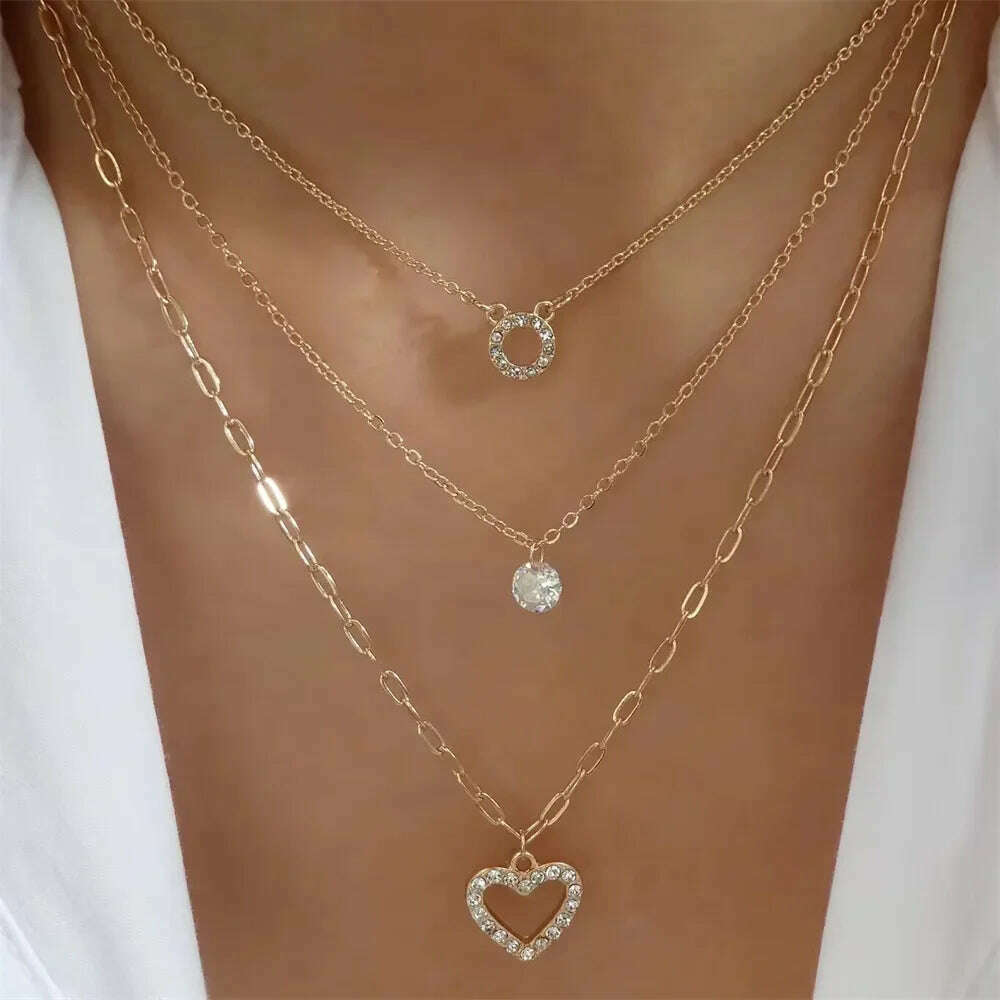 Vintage Punk Gold-plate Thick Chain Head Portrait Coin Pendant Necklace For Women Fashion Multilevel Geometric Hip Hop Jewelry - KIMLUD