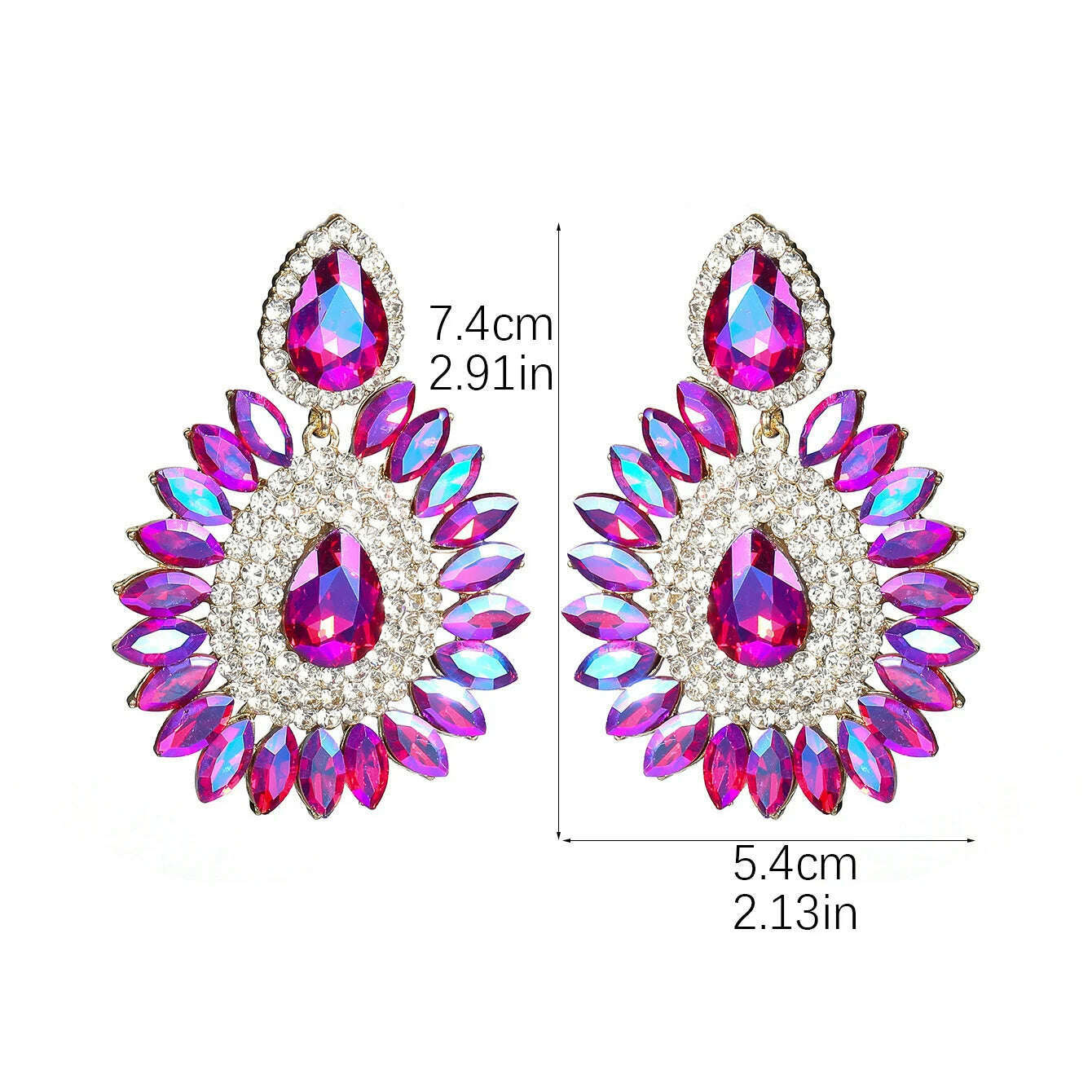 KIMLUD, Vintage Rhinestone sunflower Statement Earrings Retro Big Cluster Crystal Drop Dangle Earrings for Women Girls, KIMLUD Womens Clothes