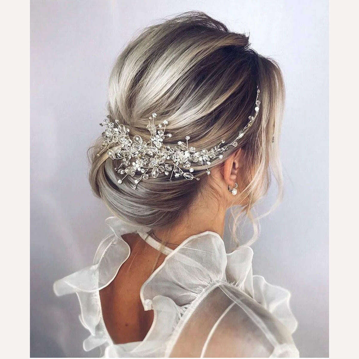 KIMLUD, Vintage Rose gold Silver Wedding Accessories bridal headwear Shiny Crystal Hair comb Elegant banquet for women, KIMLUD Womens Clothes