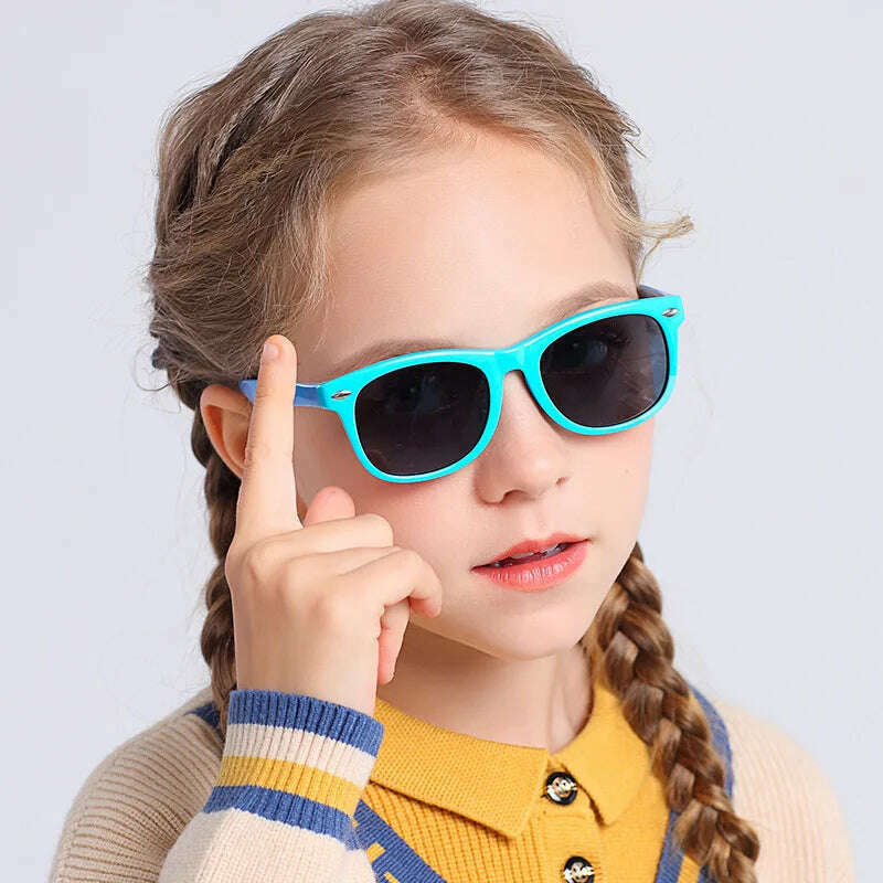 Vintage Square Kids Sunglasses Flexible Safety Children Sun Glasses Fashion Boys Girls Sun Shades Eyewear UV400 Gafas De Sol - KIMLUD