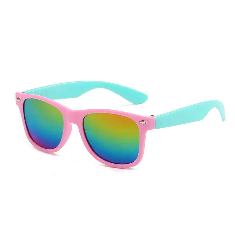 Vintage Square Kids Sunglasses Flexible Safety Children Sun Glasses Fashion Boys Girls Sun Shades Eyewear UV400 Gafas De Sol - KIMLUD