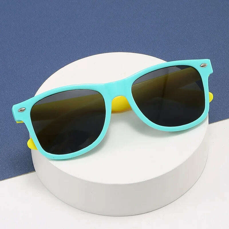 Vintage Square Kids Sunglasses Flexible Safety Children Sun Glasses Fashion Boys Girls Sun Shades Eyewear UV400 Gafas De Sol - KIMLUD